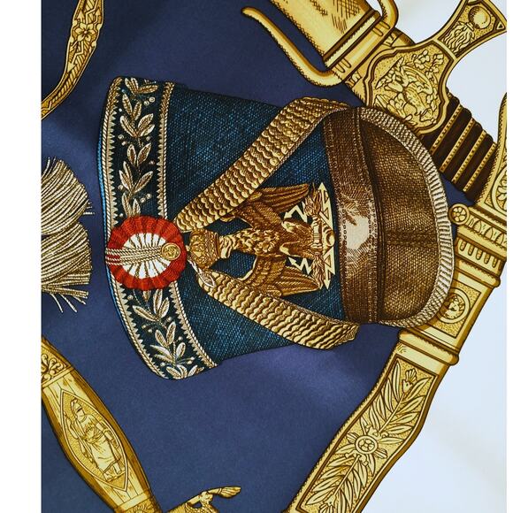 Hermes vintage Grande Uniforme silk twill carre 90 scarf 34\